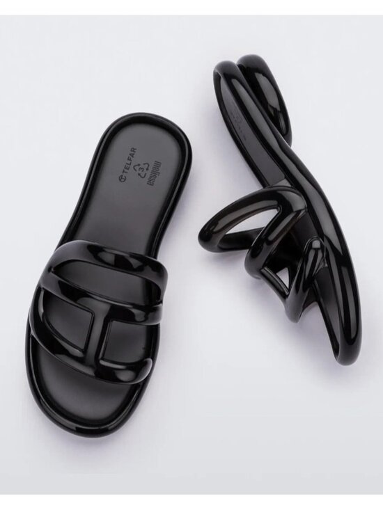 Melissa Shoes - Melissa x Telfar Jelly Slide Sandals Flats Black ( 7 )